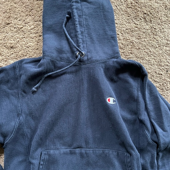 Vintage Champion Reverse Weave Heavyweight Navy Blue Hoodie - Picture 3 of 3
